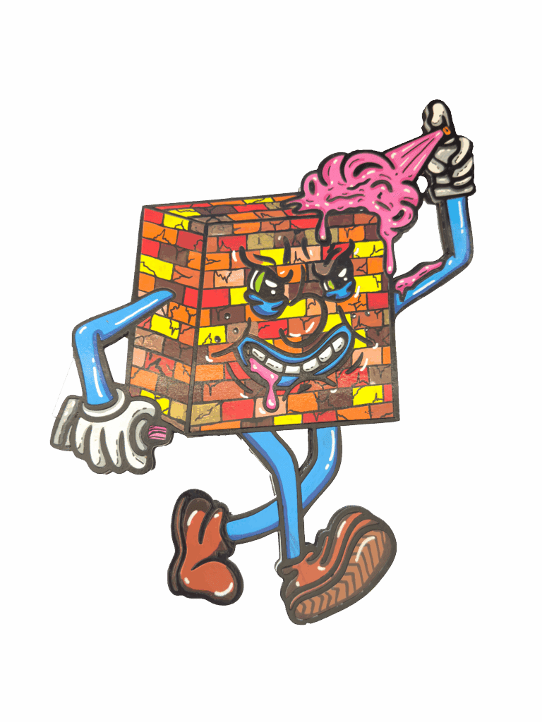 hand painted cartoons on laser mdf wood panel wood painting decoration decor interior design art graffiti spray can crack kids molotov 94 Montana colors artist Portugal Portuguese