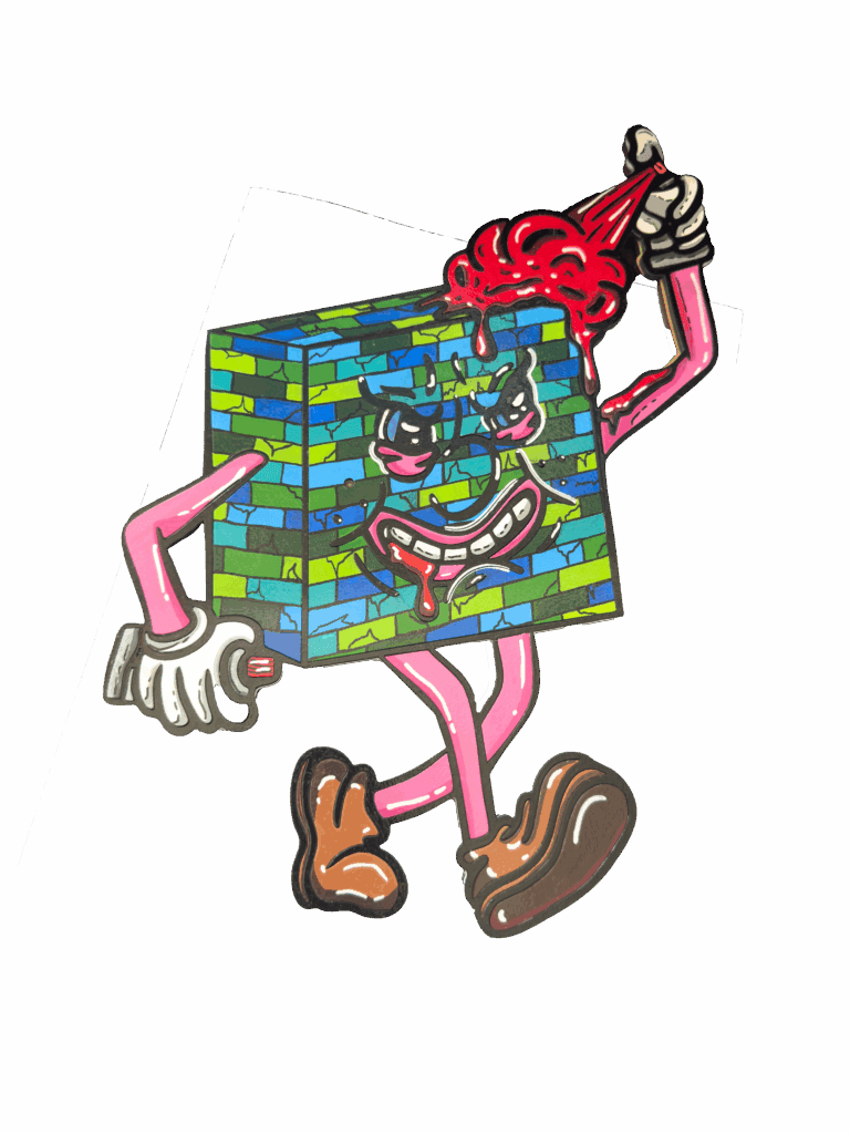 hand painted cartoons on laser mdf wood panel wood painting decoration decor interior design art graffiti spray can crack kids molotov 94 Montana colors artist Portugal Portuguese