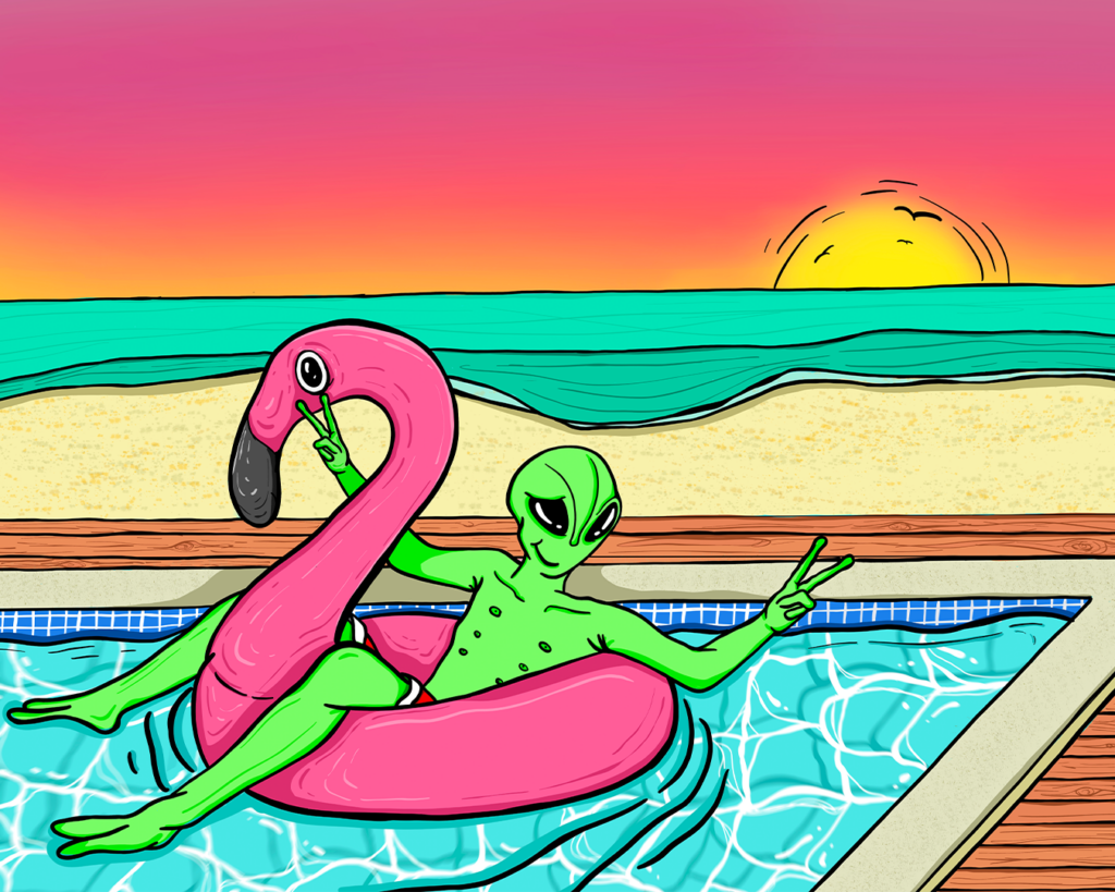 alien summer verão alien pool alien pool by the beach piscina piscina de luxo illustration illustrator ilustração desenho alien desenho extraterrestre alien art outer space et ilustração illustration art arte ilustrador ilustradora designer graphic designer design design gráfico design gráfica